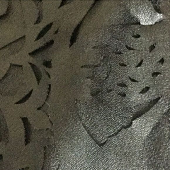 Women's Black Pencil Skirt with Láser Cut Detail - Picture 2 of 5